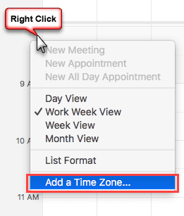 add timezones in calendar for mac